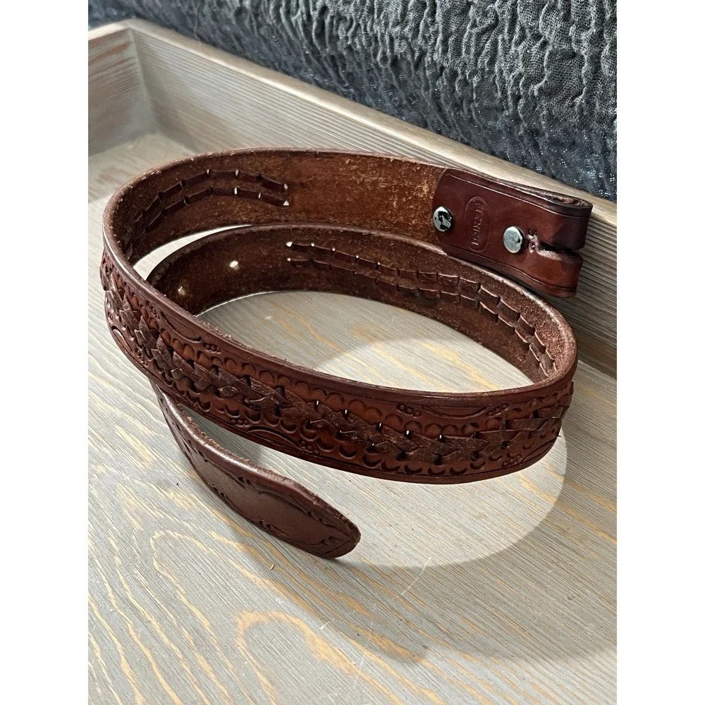 New Vintage Genuine Leather Hand Tooled‎ Braided Western Belt sz 32